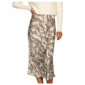 Animal Print Satin Midi Skirt Elastic Waist hidden zipper size 10 NEW